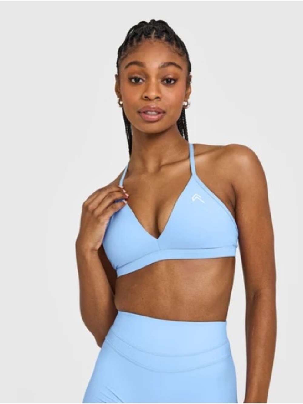 Oner Active Light Blue T-Back Bralette and High-Waist Bike Shorts Set